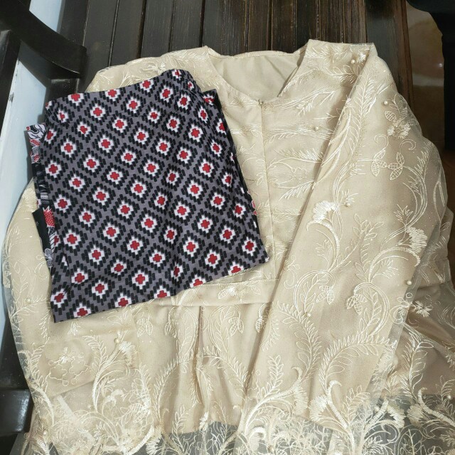 (termurah - Ori & Real Pic! Busui_3 Warna) Batik Couple Andhini Kebaya Couple Brukat Anabel - Bs073