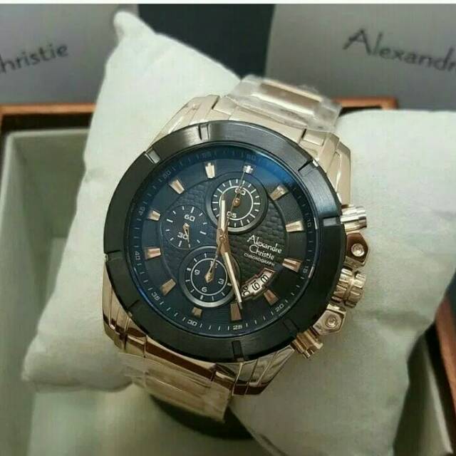 JAM TANGAN PRIA ALEXANDRE CHRISTIE AC 6226 GOLD BLACK