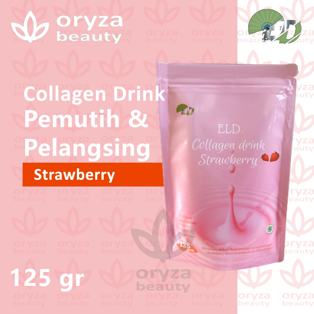 (125gr) ELD Collagen Drink Pemutih Badan dan Pelangsing Badan dalam 1 kemasan Rasa Strawberry 125 gr