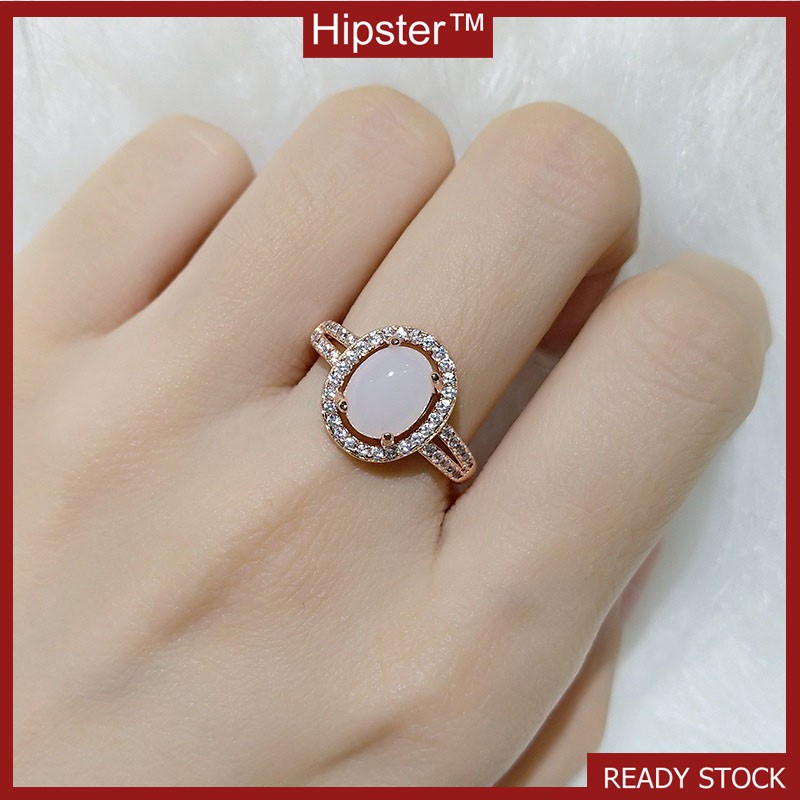 Hot Sale Affordable Luxury Fashion Temperament Inlaid round Glass Diamond Ring