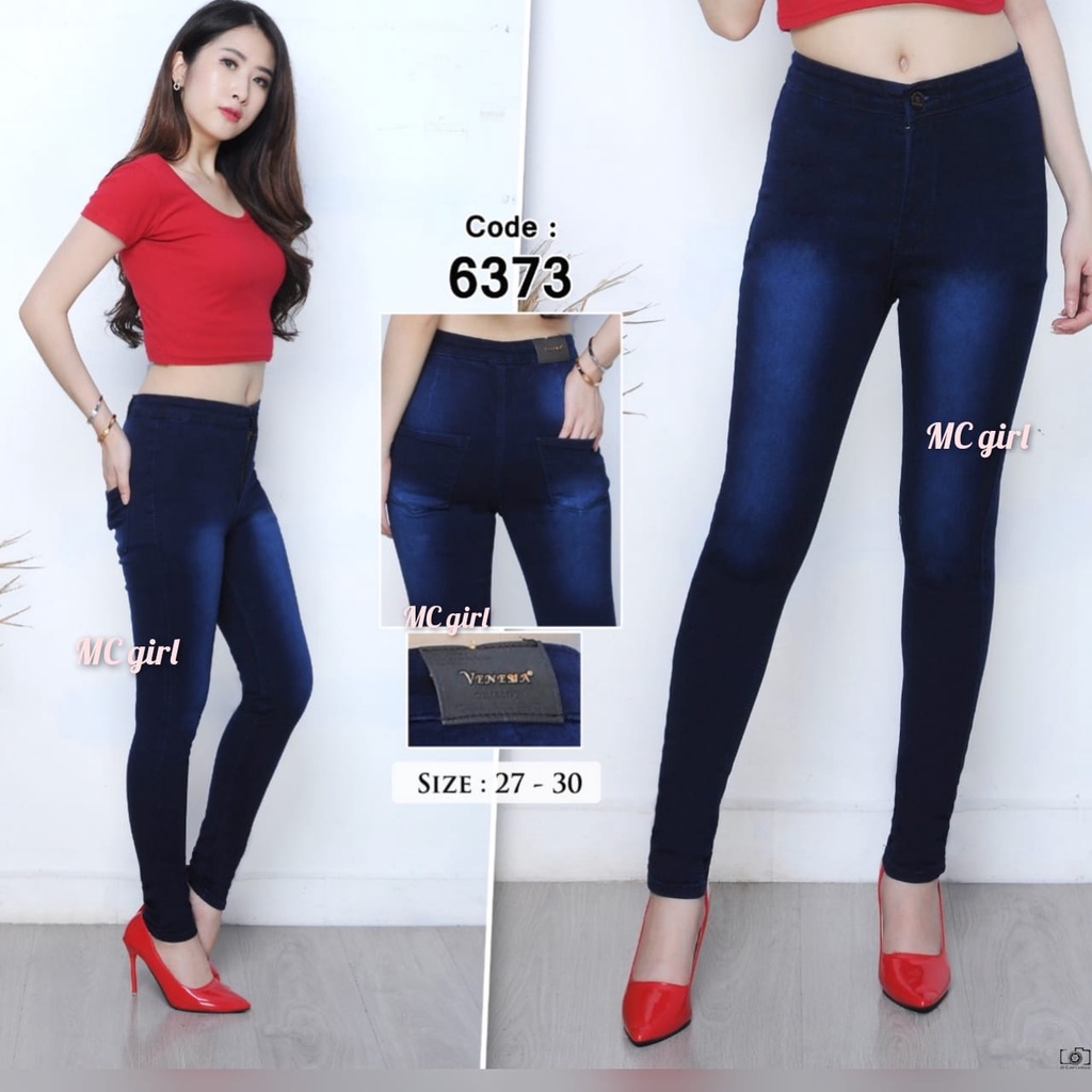 ( Size 27 - 34 ) MC girl - Celana Jeans Highwaist Diamond Wanita / High Waist / Pinggang Tinggi 7C-G