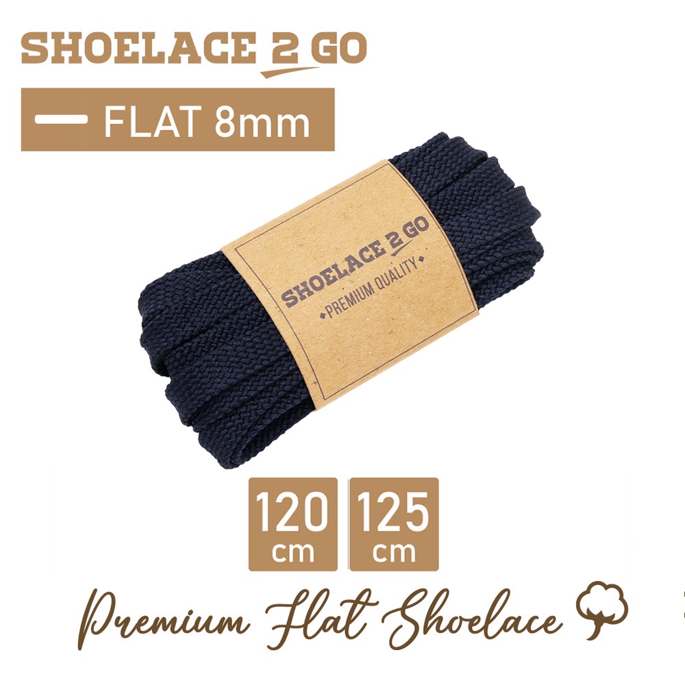 SHOELACE 2 GO PREMIUM TALI SEPATU GEPENG PIPIH FLAT J10 - DEEP NAVY - 120CM 125CM