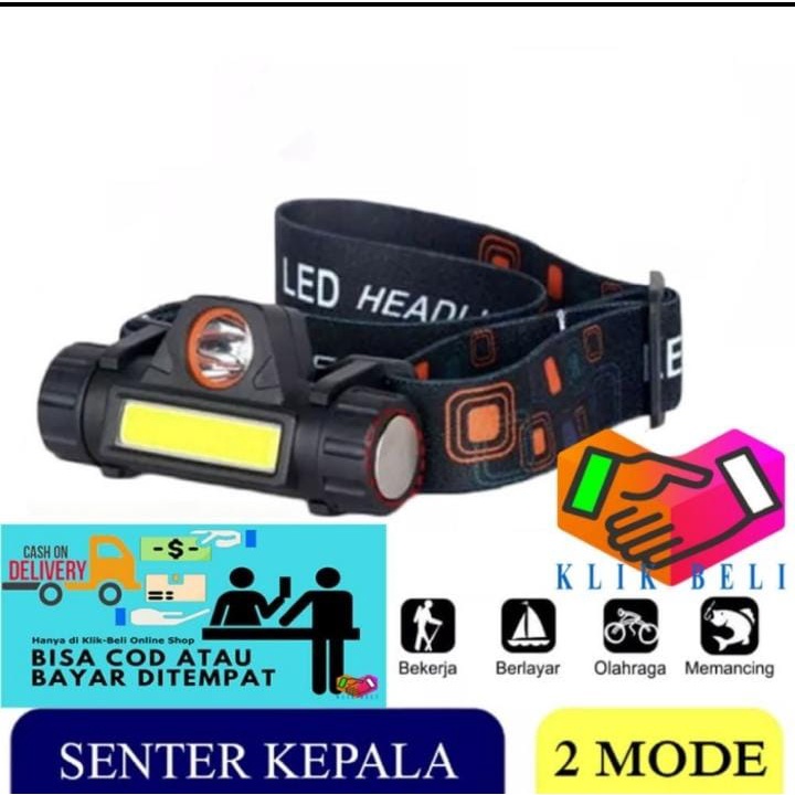 Senter Kepala COB 1922 / MS-1922 Lampu Sorot Rechargeable Head Lamp