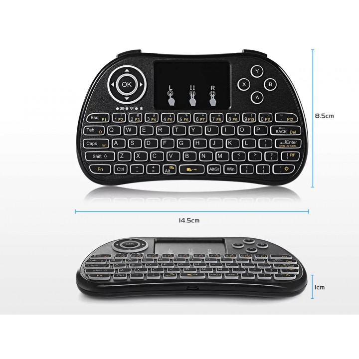 H9-L Mini Hand-held Wireless Keyboard QWERTY with Backlight