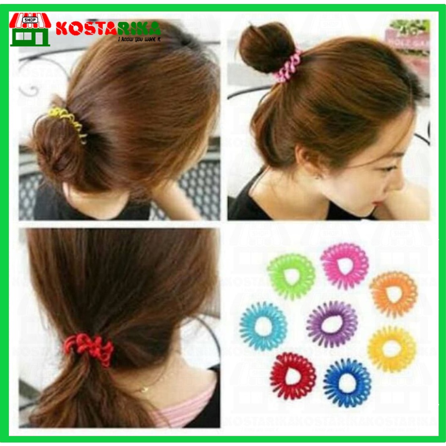 KUNCIRAN RAMBUT SPIRAL WARNA WARNI / IKAT RAMBUT SPIRAL