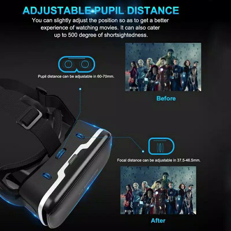 VR 3D Shinecon 6.0 VR Box Virtual Reality 3D Glasses dengan Headphone Termurah