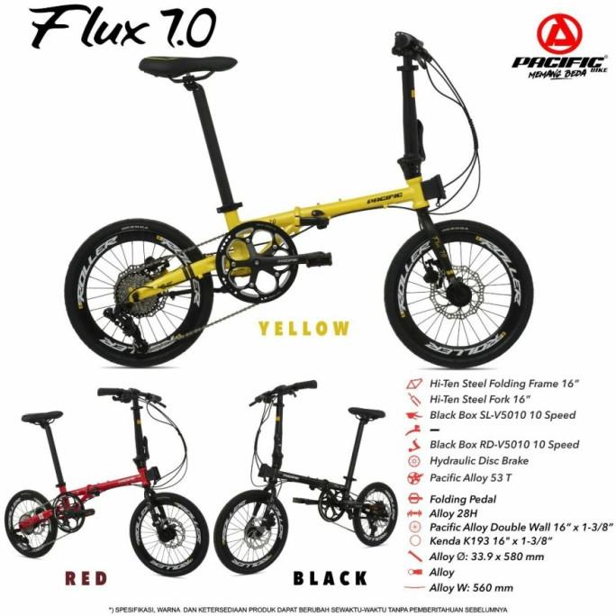 SEPEDA LIPAT PACIFIC FLUX 7.0 16 BICYCLE FOLDING BIKE STEEL 10 SPEED