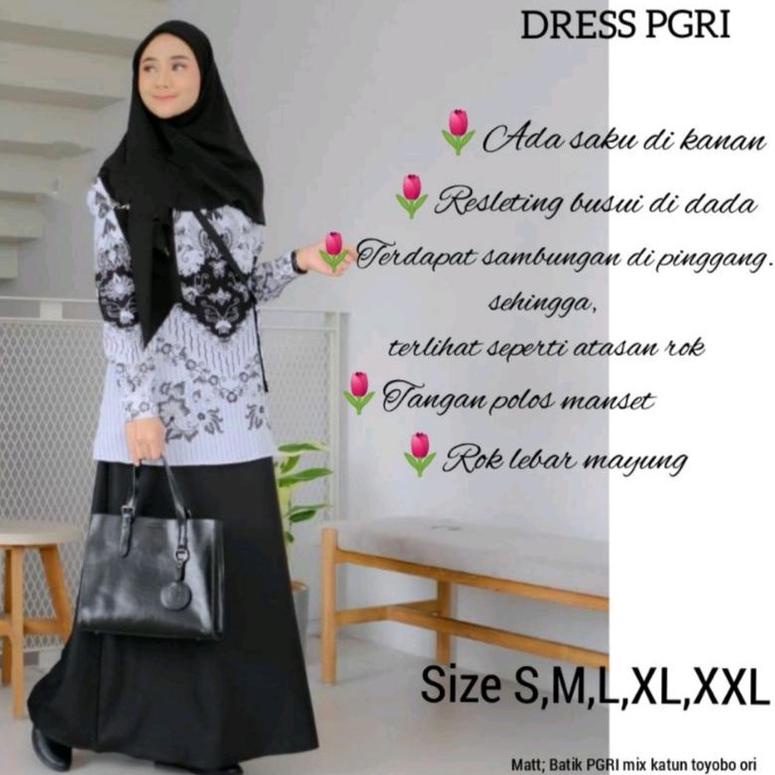 [KODE PRODUK FLEQE4442] GAMIS SERAGAM PGRI PNS - baju kerja kantoran - gamis kerja - seragam kerja -