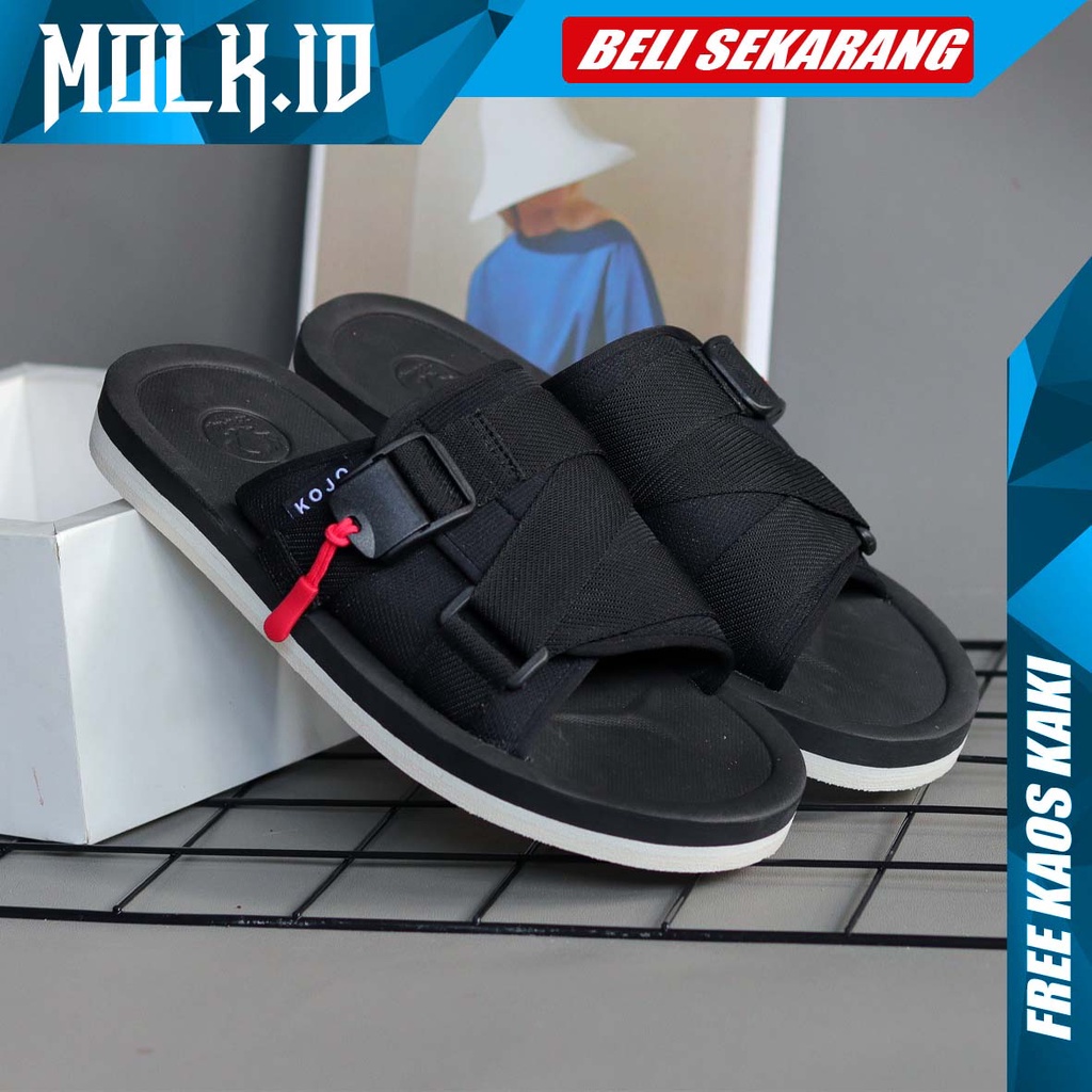 MOLK|Sandal Slop Pria Original Slide Hitam Cowok Anti Slip Ringan Nyaman