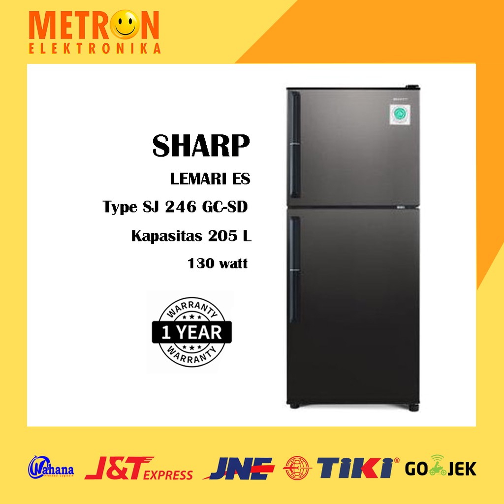 SHARP SJ 246 GC SD / SILVER KULKAS LEMARI ES 2 PINTU 205 LITER / SJ246GCSD