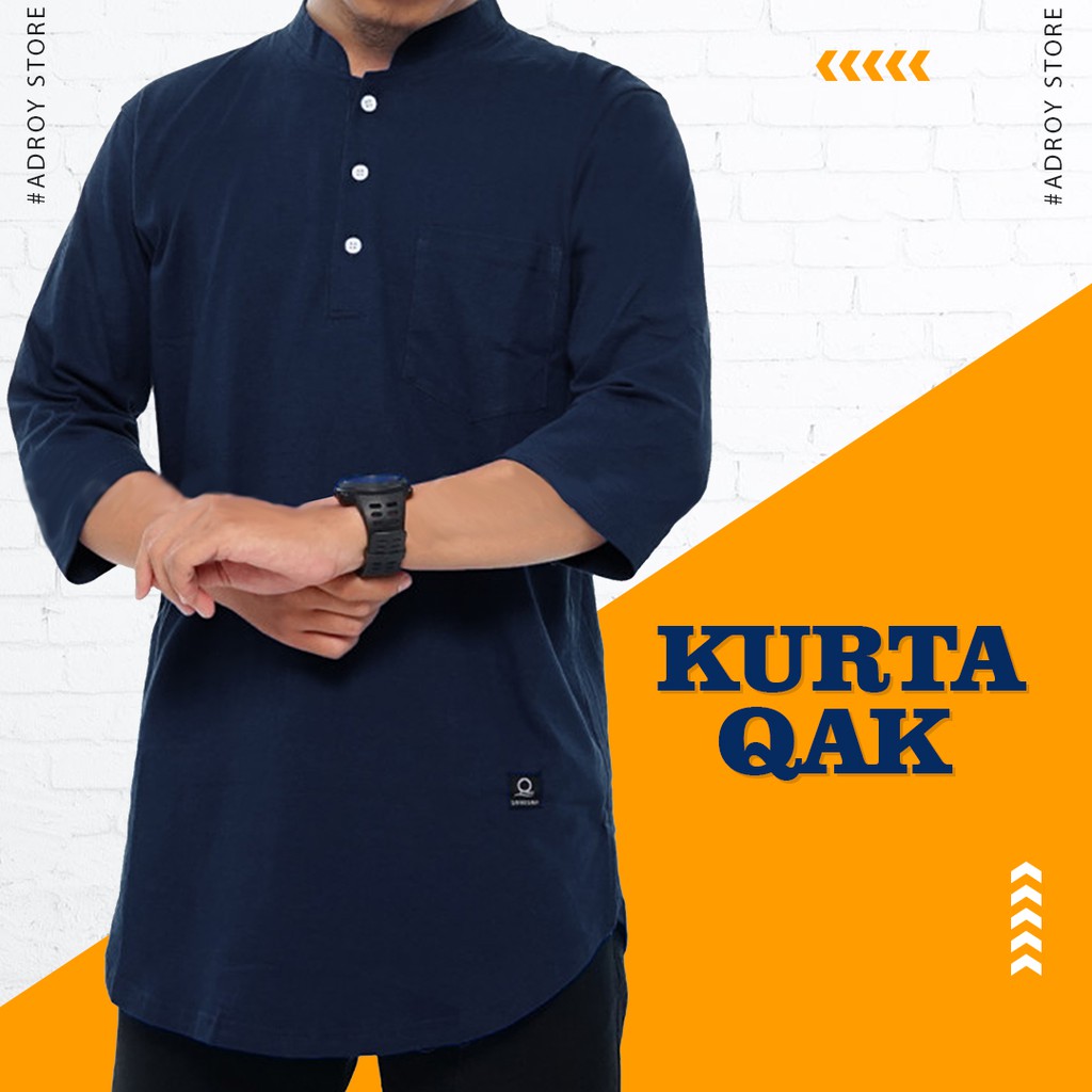 Koko Kurta Pria Dewasa Premium Al Mia BHS Dakwah Putih Lengan 3/4 Panjang Ukuran Jumbo Terbaru A13