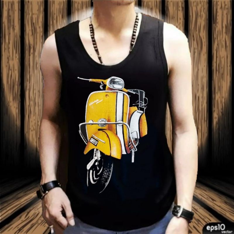 kaos pria buntung / kaos buntung tangan / kaos tank top / kaos vespa / kaos motor / kaos polos / kao