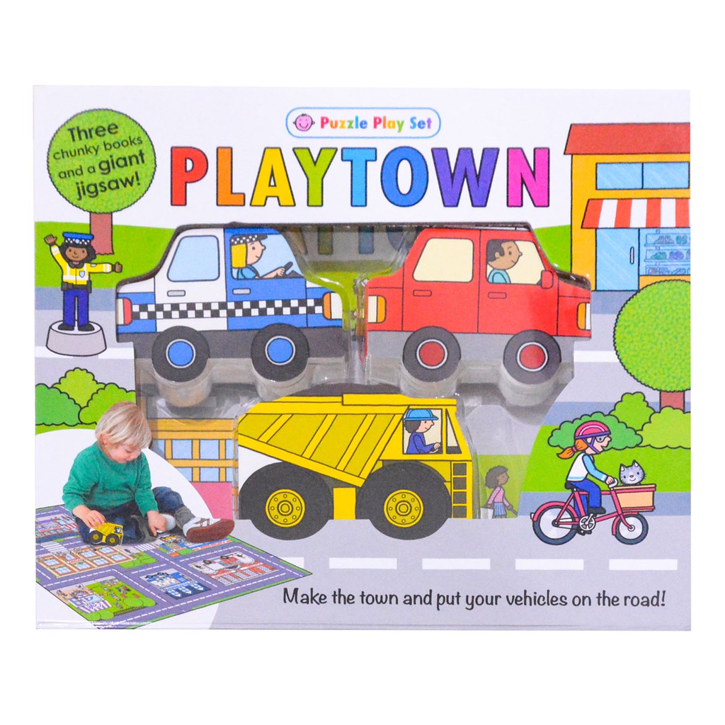 Priddy Playtown Puzzle Play Set Chunky Books and Giant Jigsaw - Mainan Anak Buku Tentang Kota