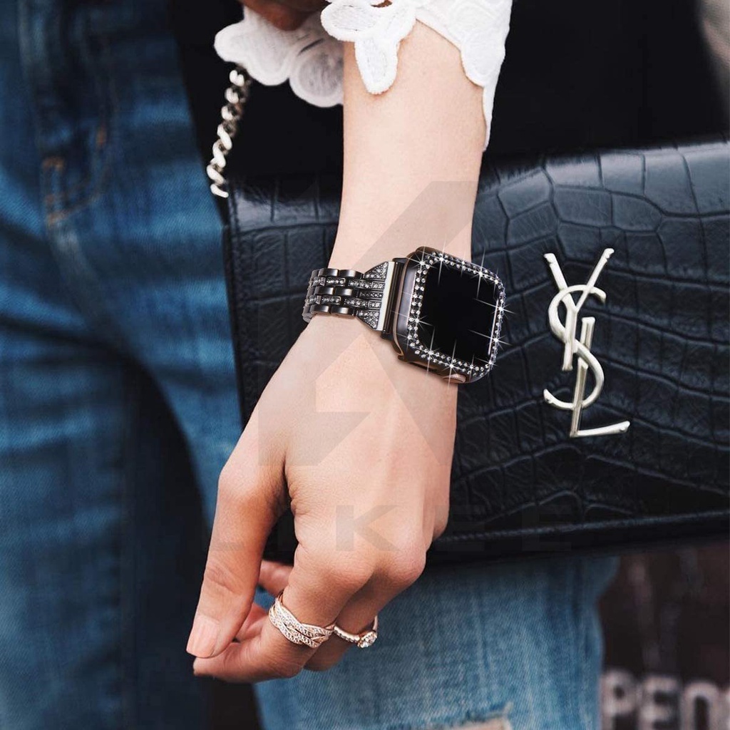 Diamond CaSE For Apple Watch7 41mm 45mm 44mm 40mm 42mm 38mm Bling Bumper Pelindung Cover iWatch Series7 3 4 5 6 se t500 x7 t5 t55 ft50 w26 w46 w56