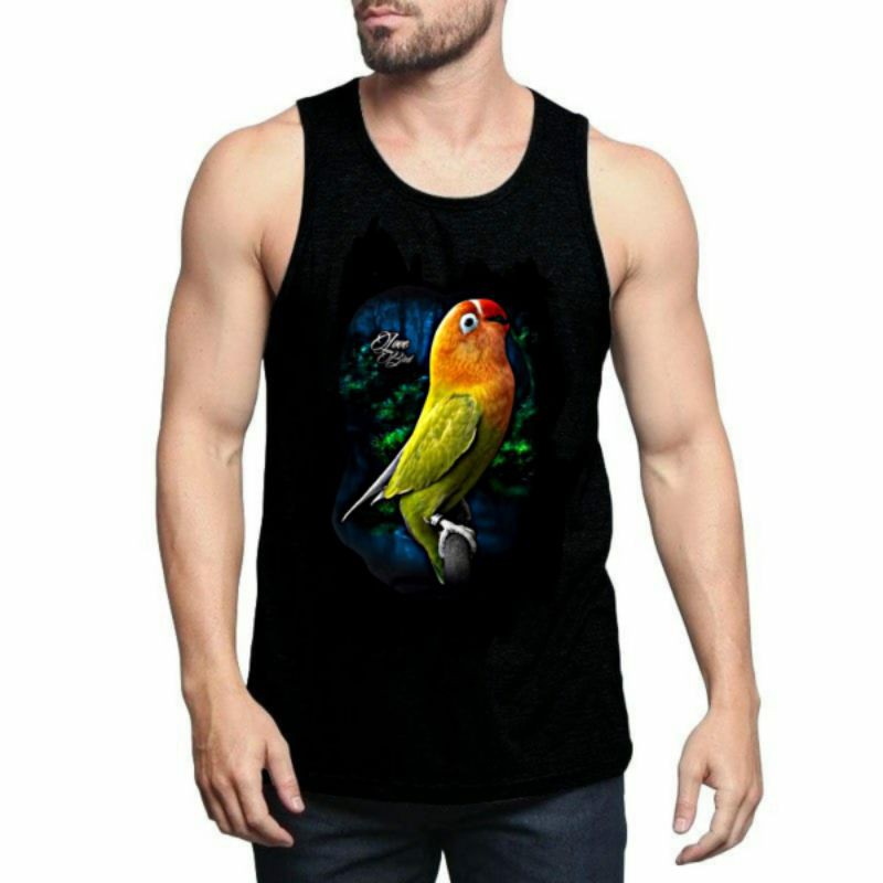 kaos tanpa lengan / singlet cotton motif lovebird LB22