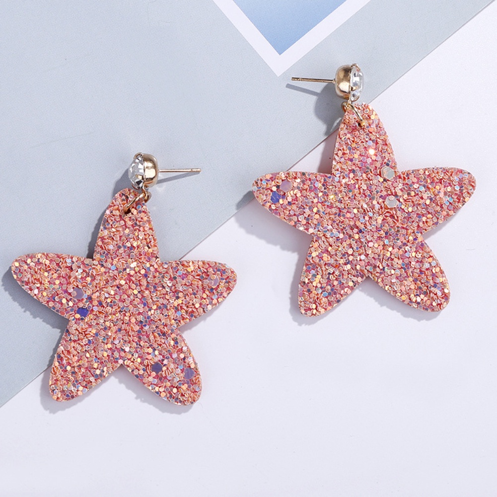 Hu Hu Hu Hu Hu Alat Bantu Pasang Kacamata♡ Anting Tusuk Gantung Wanita Desain Bintang Hias Sequin Untuk Hadiah Ulang Tahun