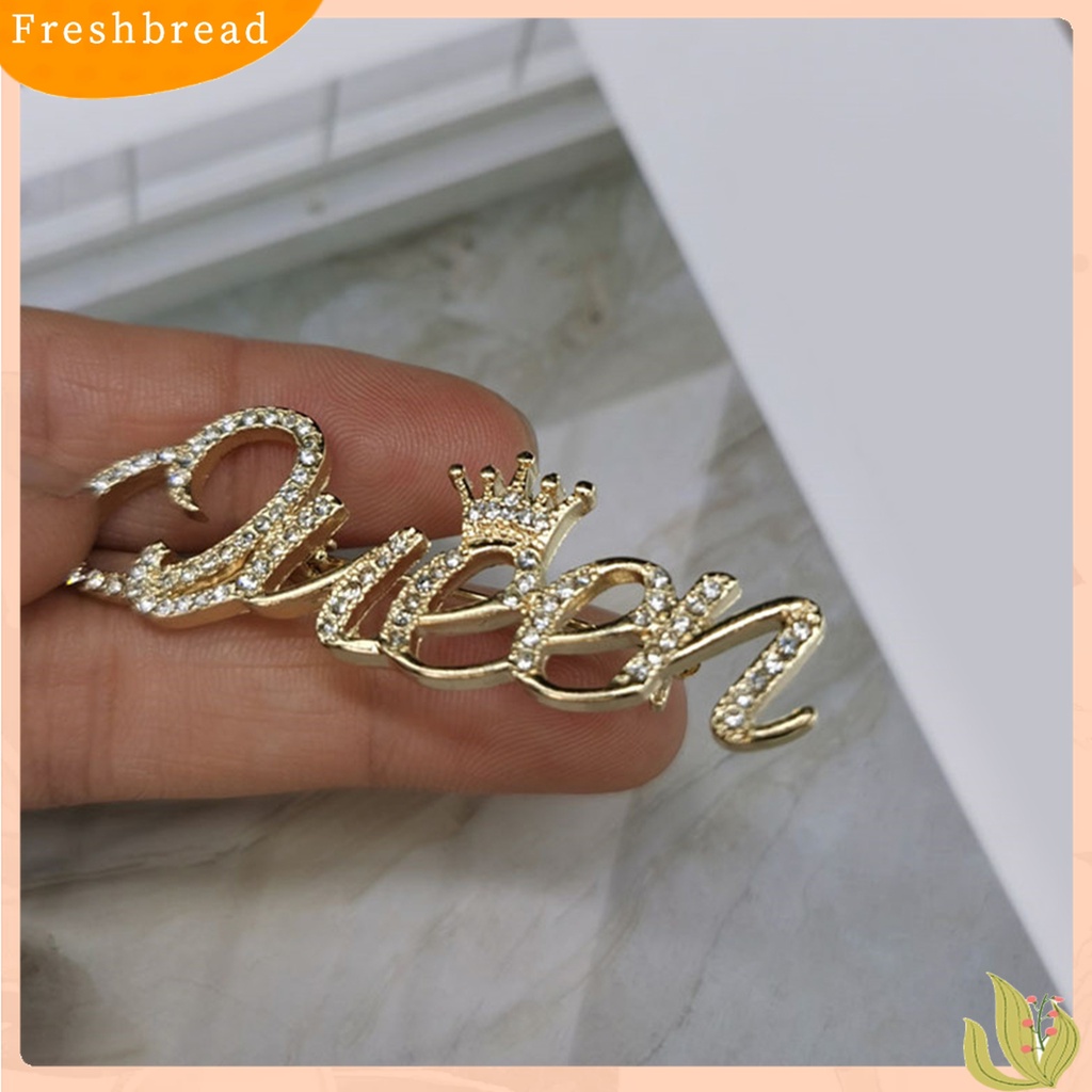 [ TERLARIS]Fashion Women Rhinestone Queen Letter Crown Shape Decor Brooch Pin Jewelry Gift