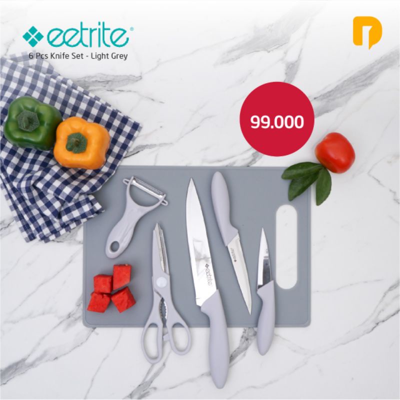 Eetrite 6 Pcs Knife Set (Pink & Light Grey)