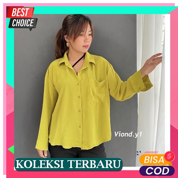 R14 Kemeja Wanita Wanitaa Lengan Panjang Jumbo Oversize Import Casual Kekinian Motif Premium Bahan K