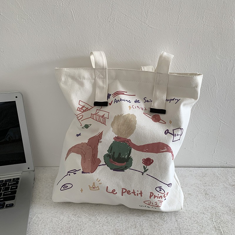 TC-28 tas kanvas canvas bag wanita import korea jepang petit prince the little prince