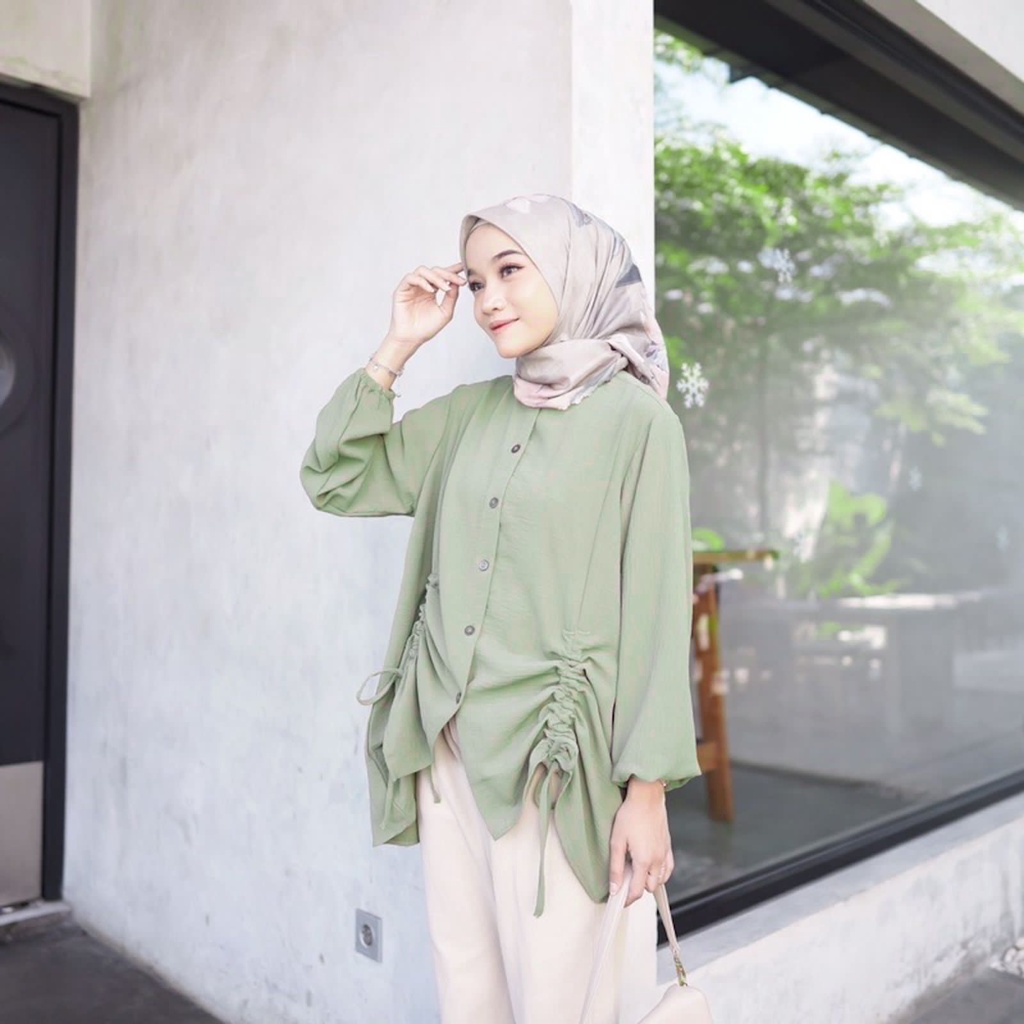 HELWA BLOUSE PREMIUM AIRFLOW CRINCKLE RAYON DEODORA WANITA