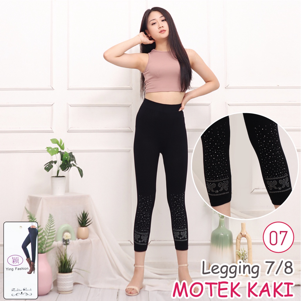 Legging Motek Kaki PENDEK / Motek Pendek / Legging pendek wanita / legging import / legging fashion / legging motek kaki wanita / legging hitam / legging wanita / ying fashion