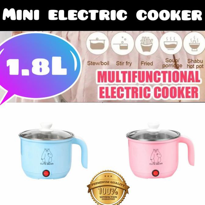 Produk Terbaik] Pot Masak Mini Elektrik Serbaguna Mini Rice Cooker Rebus Kukus Goreng - Merah Muda