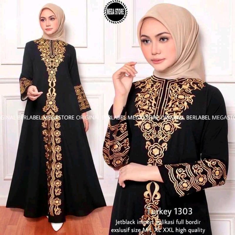 GAMIS WANITA DEWASA IBU MUSLIMAH CANTIK ELEGAN MODEL TERBARU MEWAH BAJU ABAYA ARAB SAUDI BORDIR TURK
