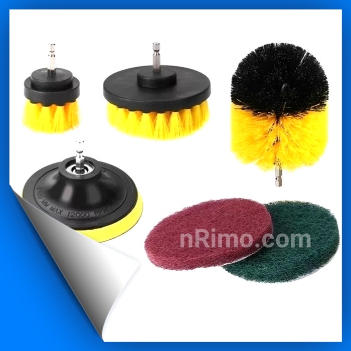 Nuansa - Mata Bor Sikat Pembersih Kepala Sikat Bor Listrik Drill Brush Cleaning Head 6 Pcs 3 Pcs Kuning Biru Hitam