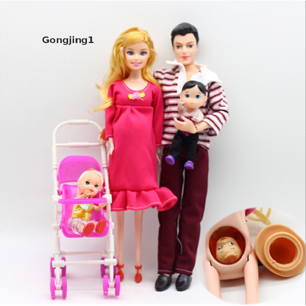 Gongjing1 6pcs / lot Mainan Edukasi Boneka Keluarga Ibu Hamil Untuk Anak Barbie