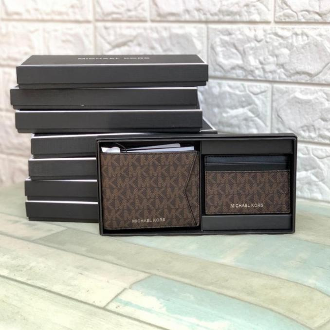 Dompet Pria Michael Kors Mk Billfold Card Case Set Wallet Brown Au Desfidewikan