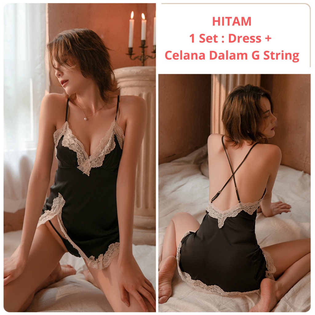 Lingerie Seksi Baju Tidur Lace Seksi Gaun Malam Seksi Free Celana Dalam G String 893