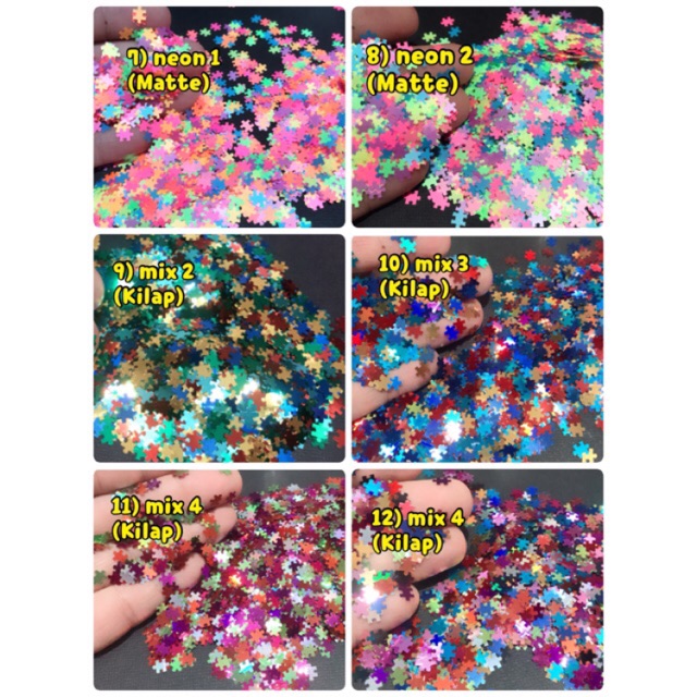 Puzzle glitter puzzle nail art sprinkle hiasan kuku