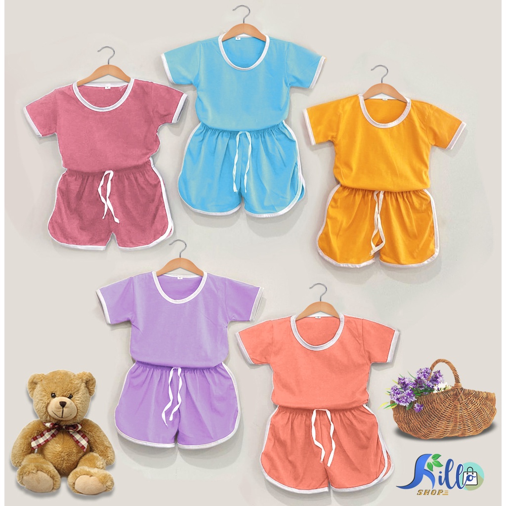 RILLO -  Setelan baju playful colour anak / setelan anak polos / setelan