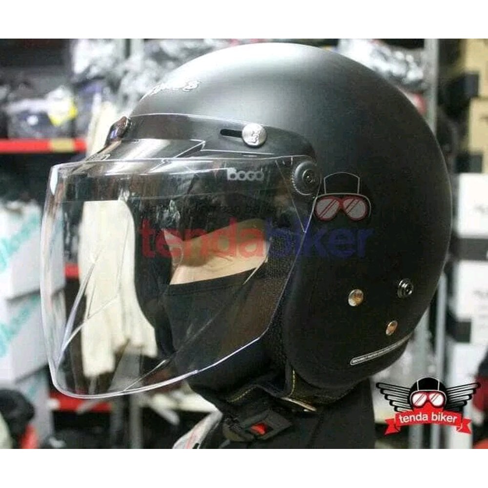 Helm Retro Cargloss Hitam Dop Retro Bogo Classic Bagus