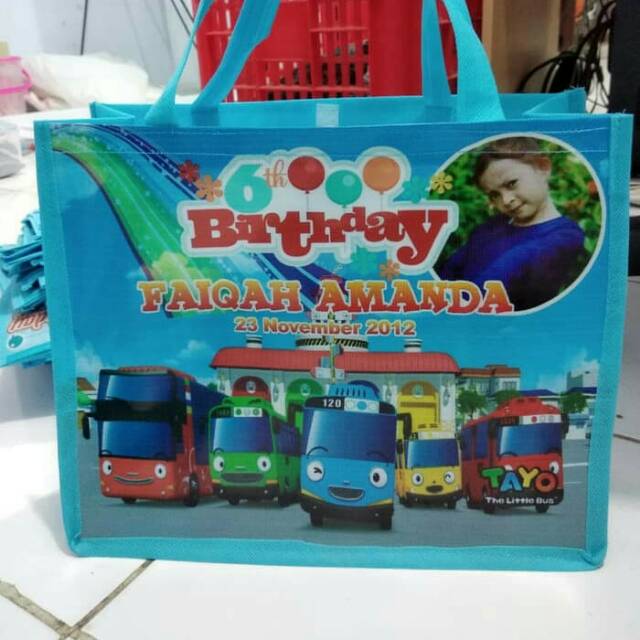 Tas Souvenir Ultah Anak Custom Cover - Ulang Tahun Tayo - Lol - Hello kitty - Frozen - Cewe - Cowo