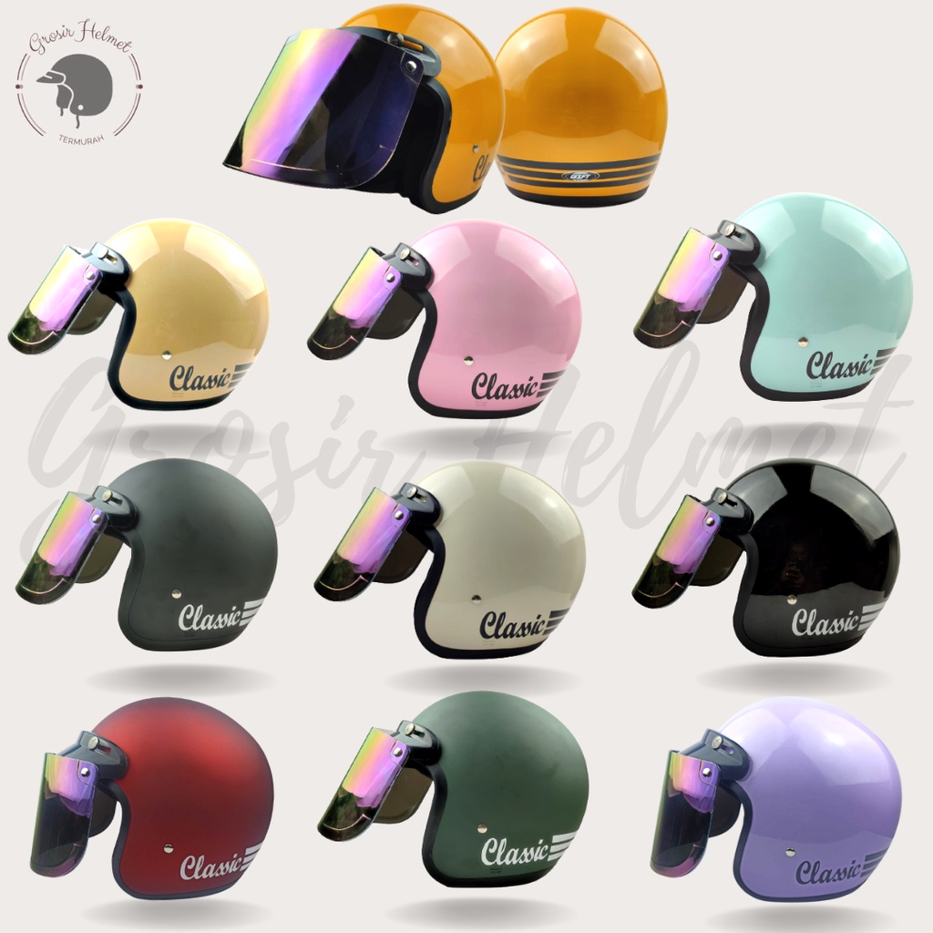 Helm Bogo CLASSIC Helm Retro Dewasa Cewek Cowok Helm SNI