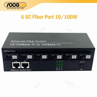 Media Converter 6 Port FO 2 Port LAN - Fiber Switch Optic 6 SC 2 RJ45 Dengan EU Adapter