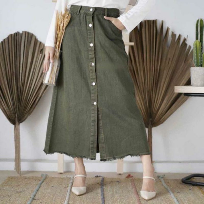 DZ GALLERY - (COD) ROK JEANS BUTTON SKIRT / ROK JEANS RAWIS/ ROK JEANS WANITA