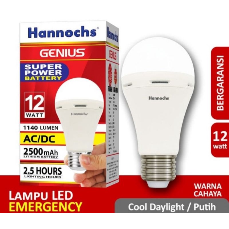 LAMPU EMERGENCY LED HANNOCHS GENIUS 6W / 8W / 10W / 12W / 15W