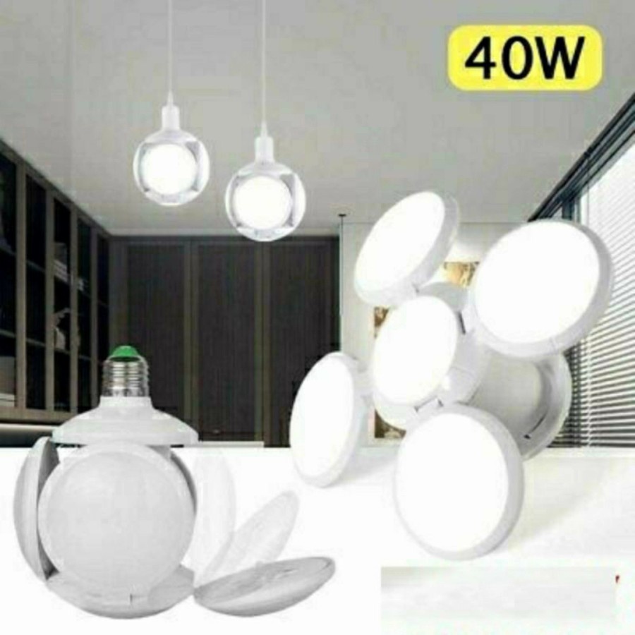 Lampu Bohlam LED Football 40W E27 Lipat Fan Blade Bulb White Lamp Putih Unik Ufo 40 Watt Sepak Bola