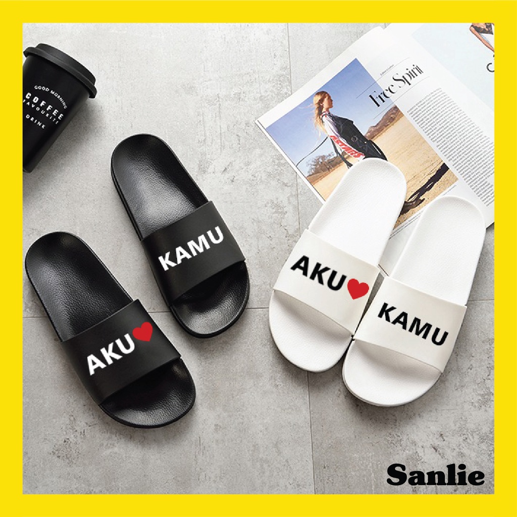 SANLIE SANDAL SLOP AKU KAMU / SANDAL SLIDE SLOP / SANDAL SLIP ON AKU KAMU EMPUK PRIA WANITA 555-2