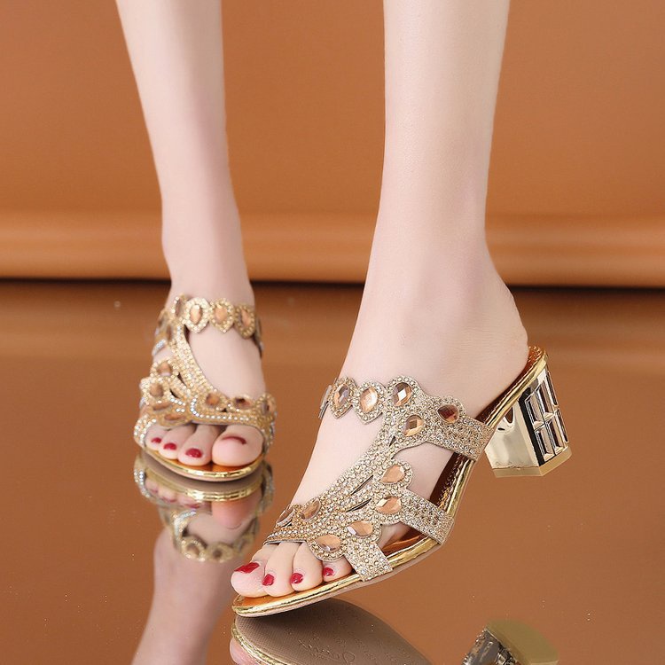 Sendal Hak Tinggi Pesta Perempuan Glitter Cantik Sandal Heels Platform Wanita Import SD-100