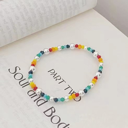 Korean Fashion New Women's Rainbow Beaded Bracelet Hello Girl Jewelry