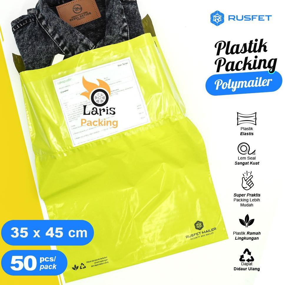 

HITZ 2021 (50pcs) - Plastik Packing | Amplop Packing | Plastik Polymailer 35x45 YELLOWGREEN - Rusfet