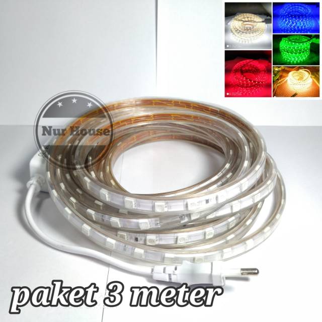 Led Strip 5050 220V paket 3 meter Lampu Plafon 220V Lampu Selang Lampu Dekorasi 220V