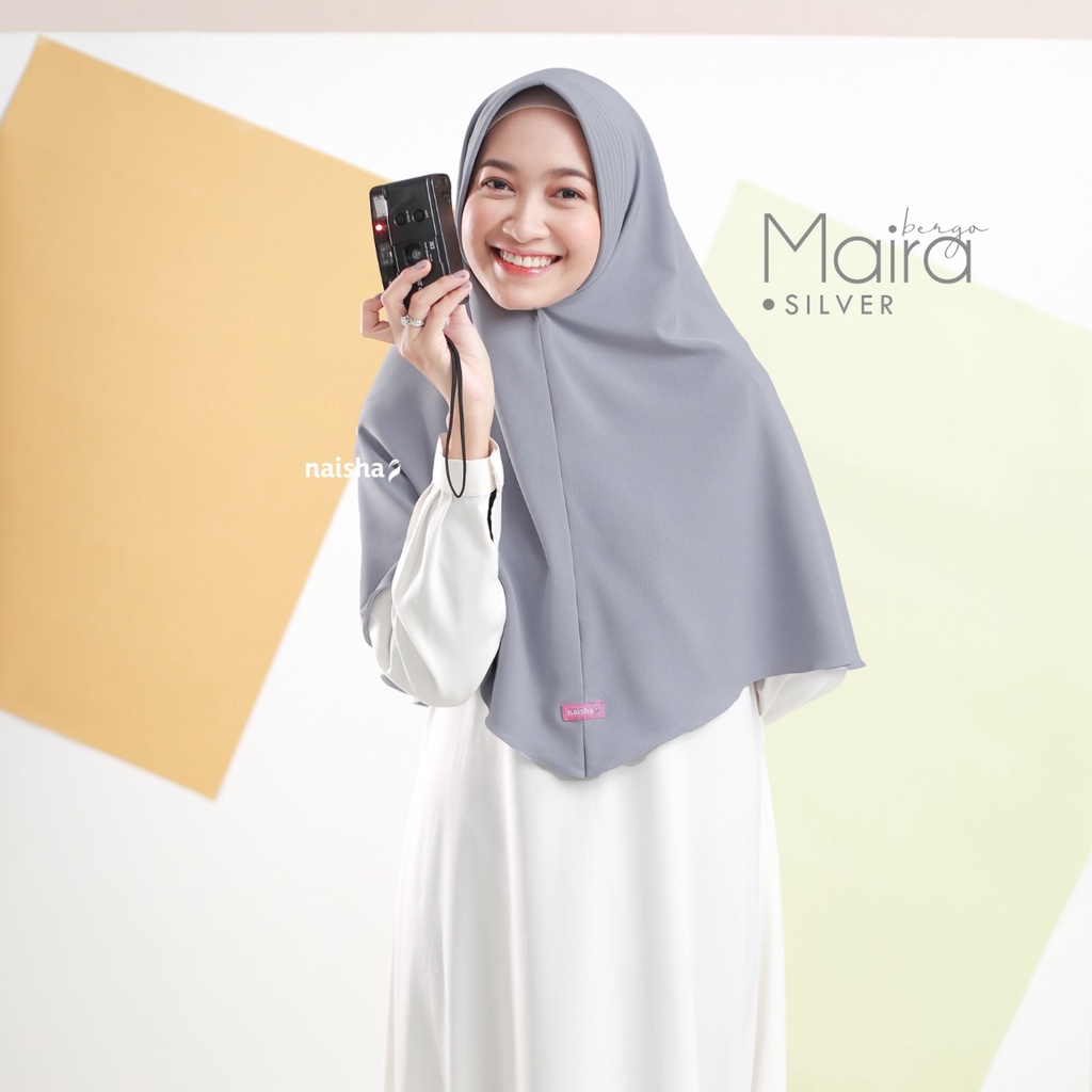 Naisha Official - Maira Bergo Pad Syar'i Instan Daily Khimar Muslimah-Silver