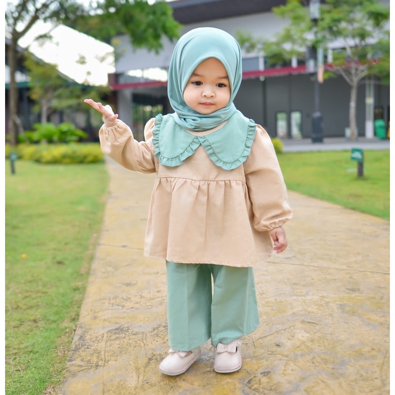 Nala Kulot Set Setelan Anak Perempuan Lengan Panjang Celana Kulot Girls Set Baju Pergi Baju Muslim