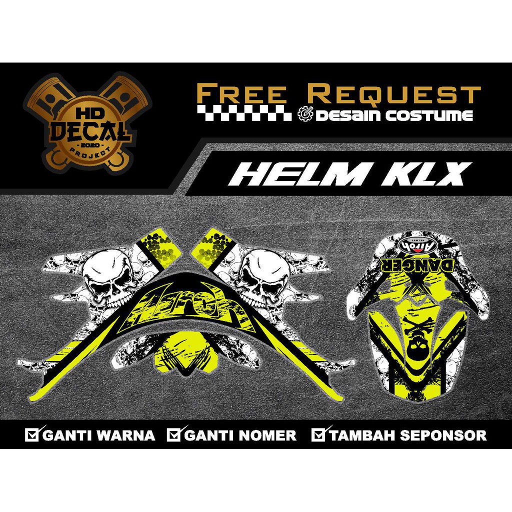 Decal helm klx 150 - Wraping helmet - sticker helm klx - kyt - gm - snail - cargloss 05