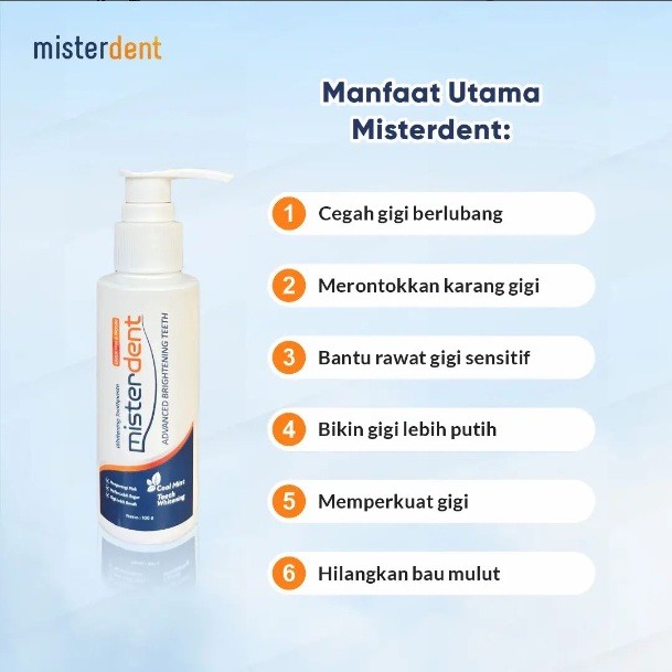 MISTERDENT Original Brightening untuk Pemutih Gigi Dan Mencerahkan Gigi Isi